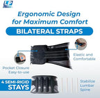 LP SUPPORT Lumbar Back Brace for Lower Back Support - 4 Semi-Rigid Stays with Bilateral Straps, Breathable Knit - For Weightlifting, Heavy Lifting - Men & Women (Large)