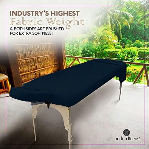 LONDON LINENS Soft Microfiber Massage Table Sheets Set 3 Piece Set - Includes Massage Table Cover, Massage Fitted Sheet, and Massage Face Rest Cover (Navy Blue)