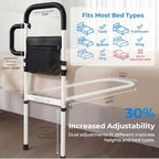 Bed Rails for Elderly Adults Safety, ASTM Certified Bed Rail for Seniors with Motion Sensor Light, Non-Slip Handle & Storage Bag, Height Adjustable Bed Assist Bar with 400LBS Support, Dark Black