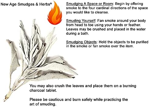 1 LB-Premium Organic California White Sage Leaves/Clusters. Use for Home Cleansing Rituals, Meditation, Smudging Rituals. Packaged in USA by New Age Smudges & Herbs®