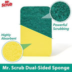 Mr. Scrub Sponges Kitchen Scrub Dish Sponge Scouring Pad, 12 Pack Cleaning Brush Scrubber Supplies for Soap, Dishwashing Dinnerware Sets Pan Pot Towels Cloth Rags Holder Glass Dishwasher Sink Bathroom