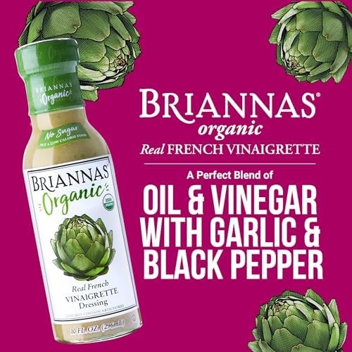 BRIANNAS - Organic Real French Vinaigrette Dressing - Certified Kosher & Organic Salad Dressing made with Premium Ingredients - Sugar-Free Dressing - 10 oz. Bottle