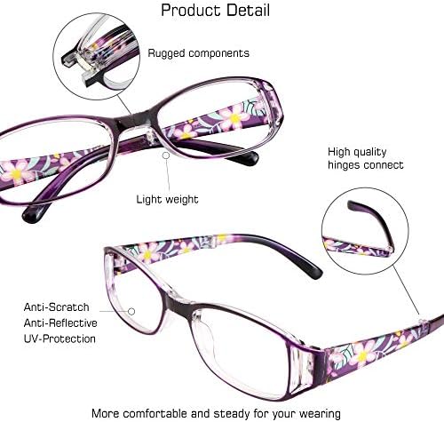VisionGlobal 3 Pair Reading Glasses Foldable Readers with Blue Light Blocking lens Compact Folding Glasses for Women Reading Case Included (Purple, 1.25 Magnification)
