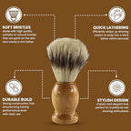 Iconikal 2-Pack Wood Handled Badger Hair Shaving Brush For Use With Aeorsol-Free Shaving Cream