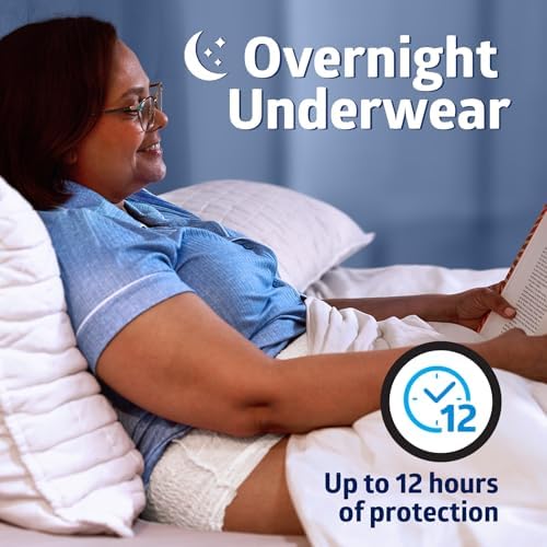 FitRight Overnight Unisex Extra Large Underwear, (56-68 in Waist) 12 Count, Maximum All Night Disposable Incontinence Protection, Pull-On Absorbent Underwear for Men and Women, 1 Bag