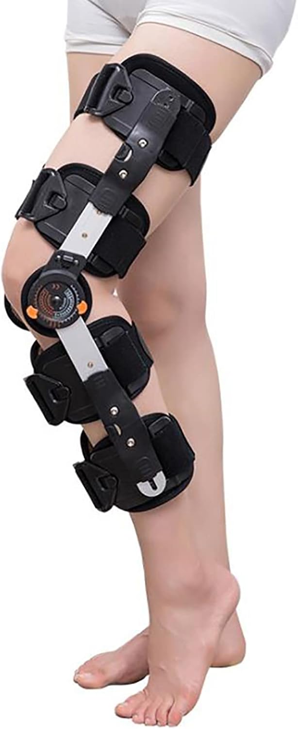 KEhtu Hinged ROM Knee Guard, Orthopedic Patella Support Orthotic with Anti-Slip Straps and Air Bag, 0-120 Degree Adjustable Hinged Knee Guard Leg Guard for Speedy Injury Repair Recovery