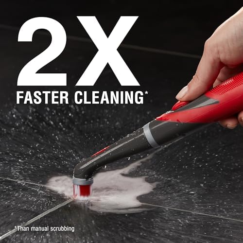 Rubbermaid Reveal Power Scrubber with Multi-Purpose & Grout Head, Cordless Electric Battery Powered Scrub Brush, Water Resistant, for Home/Kitchen/Bathroom/Grout/Tile/Shower/Tub