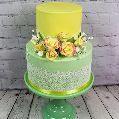 Global Sugar Art Large Rose Sugar Cake Topper Flower Spray, Yellow with Pink, 3 Count by Chef Alan Tetreault