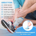 Comfpack Ankle Stabilizer Brace for Sprain, Adjustable Stirrup Ankle Support Splint for Ligament Injury, Tendonitis, Fracture, Ankle Brace for Women and Men, One Size, Gray