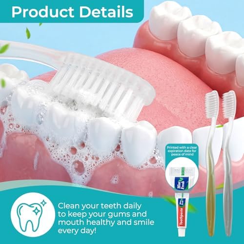 Disposable Toothbrushes with Toothpaste, Gold and Silver Toothbrush Disposable Bulk, Individually Packaged, Suitable for Hotels, Homes, Camping, and Travel (100-PACK)