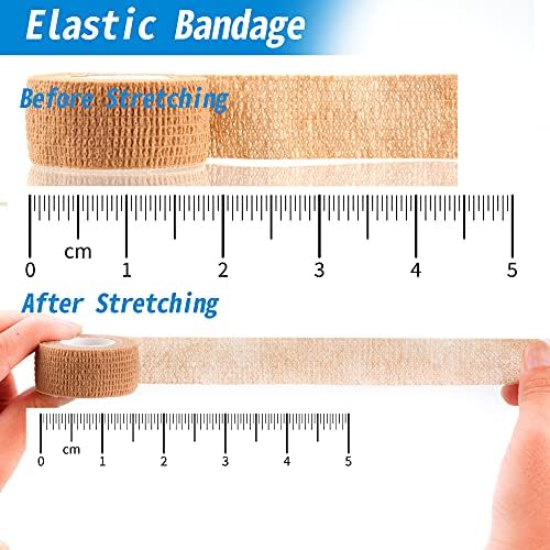 24 Pack Self Adherent Cohesive Wrap Bandages 1 Inches X 5 Yards,First Aid Tape, Elastic Self Adhesive Tape, Athletic, Sports wrap Tape, Bandage Wrap for Sports, Wrist, Skin Colour Athletic Tape