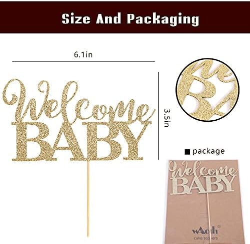 Welcome Baby Shower Cake Topper - Golden Glittering, New Baby, Welcome Baby Topper, Shower Topper，freshmen Take Pictures to Decorate and Smash the Cake