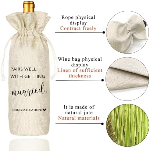 Socive Wedding Wine Bag, Engagement Gift, Pairs well with getting married, Engagement Gift for Couples, Gift for her