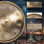 Handpan Drum for Beginners, 19 Inch D Minor Kurd 10 Notes - 432HZ Hand Drum Set,Professional Hand Pan,Handpan Instrument (Gold)