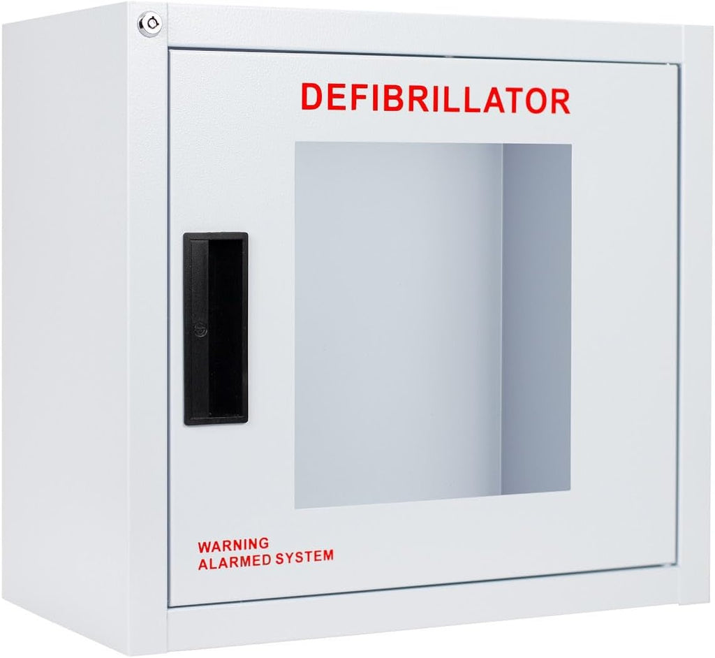 Standard, Alarmed AED Cabinet, Large. Fits All Defibrillators on the Market. Measures 14.75" H x 16" L x 8.38" D. Essential Storage for Indoor AEDs.