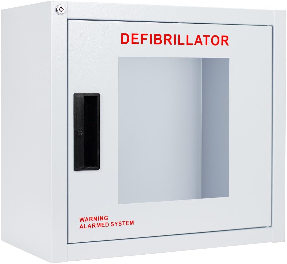 Standard, Alarmed AED Cabinet, Large. Fits All Defibrillators on the Market. Measures 14.75" H x 16" L x 8.38" D. Essential Storage for Indoor AEDs.