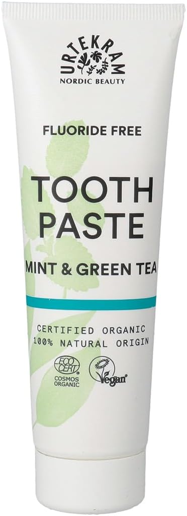 Urtekram Mint and Green Tea Toothpaste Organic, Without Fluoride, 75 Millilitre