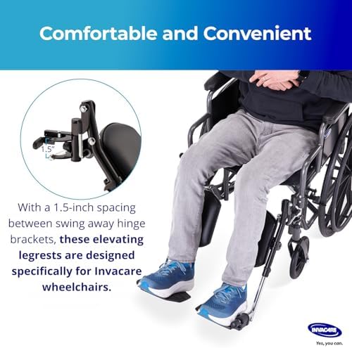 Invacare Wheelchair Elevating Legrest with Padded Calf Pads, Footrest with Swing Away Function, Adjustable Length, Tool-Free Installation, Designed for Invacare Wheelchair