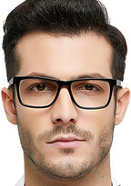OCCI CHIARI Blue Light Filter Computer Glasses for Mens Rectangle Eyewear Clear Optical Eyeglasses Frame (M-OC7220 Black)