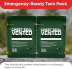 Vented Chest Seal with Quick Tear - 6.6” Square Occlusive Adhesive Dressing for Open Chest Wounds - 6-Pack (12-Counts)