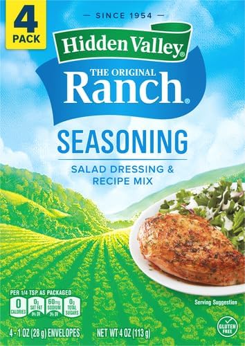 Hidden Valley Original Ranch Seasoning, Dressing and Recipe Mix, 1 Ounce Each, 4 Count (Package May Vary) (Pack of 2)