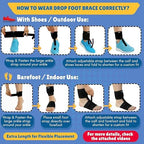 Premium Adjustable Drop Foot Brace For Walking Foot Up AFO Brace Unisex Fits for Right Left Ankle Foot Orthosis Ankle Brace Support Improve Walking Gait Dropped Foot Brace
