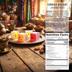 Hazer Baba Turkish Delight Candy with Real Strawberry, Apple, Orange & Banana Flavors, 4.4oz (Pack of 1), Gourmet Snack Box, Traditional, Vegan, Lokum, Loukumi, Delicias Turcas, Halal, Kosher