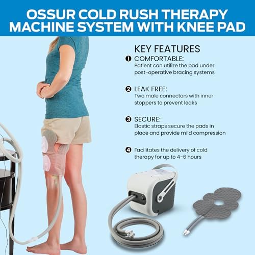 Cold Rush Therapy Ice Machine - Cryotherapy System for Pain Relief & Cold Compression - Post-Surgery & Injury Recovery - with Interchangeable Replacement Cryo Cuff Pads (with Knee Pad)