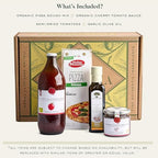 Mercato di Bellina Organic Pizza Kit Gift Basket - Authentic Homemade Pizza Making Kit for Home Chefs, Italian Gift Basket Includes Organic Crust Mix, Sauce, Garlic EVOO & Sun-Dried Tomatoes