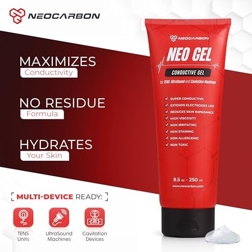 NEOCARBON Electrode Conductive Gel for TENS Unit, Doppler Ultrasound Device, Cavitation microcurrent Machine and Replacement Pads, Clear 2 Pack, 250 ml