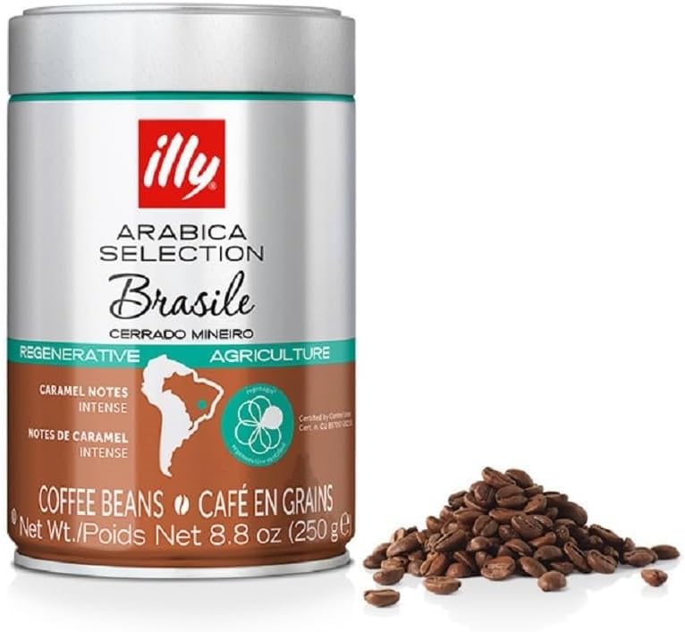 illy Arabica Selections Brasile - Cerrado Mineiro Whole Bean Coffee, Regenerative Agriculture Coffee, 8.8oz (Pack of 1)