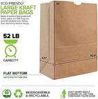 Stock Your Home 52 lb Kraft Brown Paper Bags (50 Count) – Bulk Large Grocery Bags for Shopping