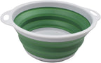 SAMMART 2.6L (0.68 Gallon) Collapsible Tub - Foldable Dish Tub - Portable Washing Basin - Space Saving (Grey/Dark Sea Green, 1)