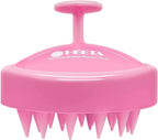 HEETA Scalp Massager Hair Growth, Soft Silicone Scalp Scrubber Shampoo Brush for Exfoliation, Dandruff Removal Head Massage Stress Relax, Wet & Dry Use for Thick Thin Curly Hair Care, Cherry Pink