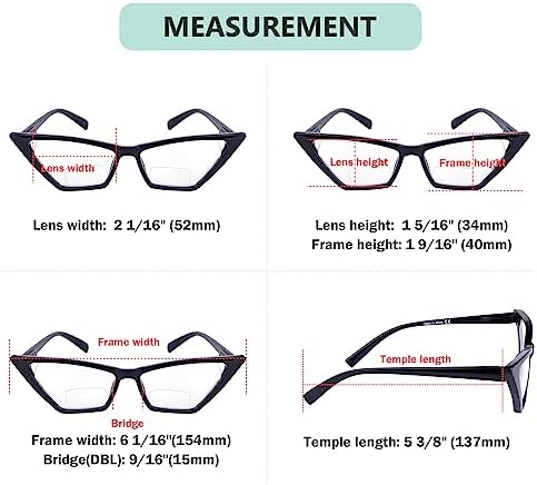 Eyekepper 4-pack Bifocal Reading Glasses Women Cat Eye Oversized Bi-focal Readers