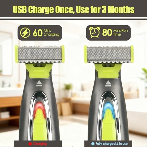 Beard Trimmer for Men, Rechargeable Face & Body Hair Trimmer, Washable Mens Electric Razors for Shaving Face, Beard, Mustache Trimmer, Double Sided Tooth Razors for Teen Boys