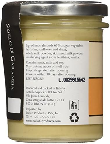 Vincente Sicilian Cream of Almonds Nut Spread, 7.05 Ounce