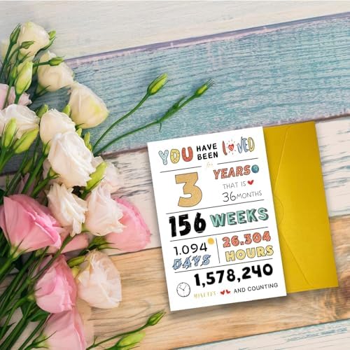 Cute 3rd Birthday Card for Girls Boys, Ideal 3rd Birthday Gift from Mom Dad, 3 Years Old Birthday Card Gift For Son Daughter Children, Three Years Old Birthday Decorations for Grandson Granddaughter