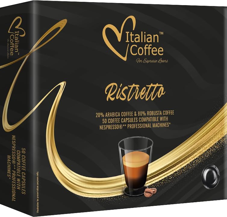 Italian Coffee for Espresso Lovers pods compatible with PRO Professional Nespresso* machines Zenius, Gemini And Momento Pre 2022 models (50 Count (Pack of 1), Ristretto PRO)