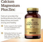 Solgar Calcium Magnesium Plus Zinc, 100 Tablets - Promotes Healthy Bones and Teeth - Supports Nerve & Muscle Function - Non-GMO, Vegan, Gluten Free, Dairy Free, Kosher - 33 Servings