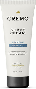 Cremo Sensitive Shave Cream, Astonishingly Superior Ultra-Slick Shaving Cream for Men, Fights Nicks, Cuts and Razor Burn, 6 Fl Oz