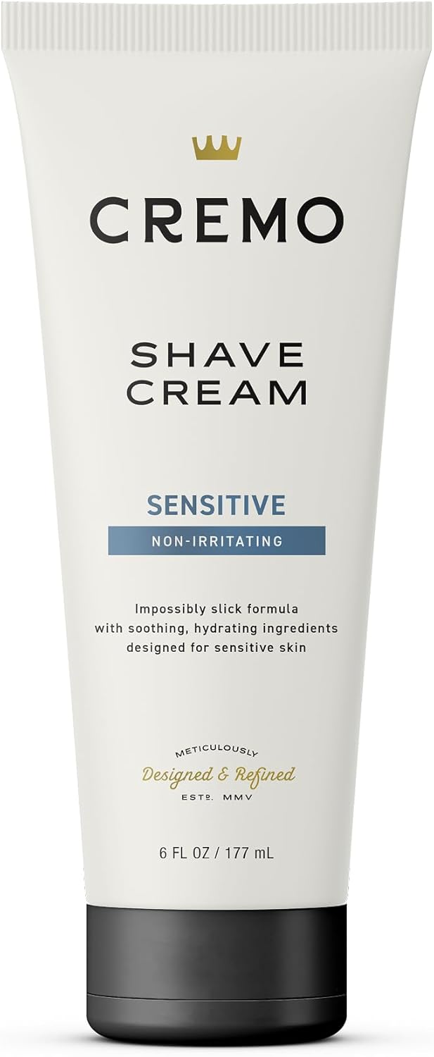 Cremo Sensitive Shave Cream, Astonishingly Superior Ultra-Slick Shaving Cream for Men, Fights Nicks, Cuts and Razor Burn, 6 Fl Oz