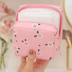 Period Pouch Sanitary Pad Storage Bag Women‘s ’Tampon Organizer Small Makeup Pouch with Zipper Travel Portable, Pink
