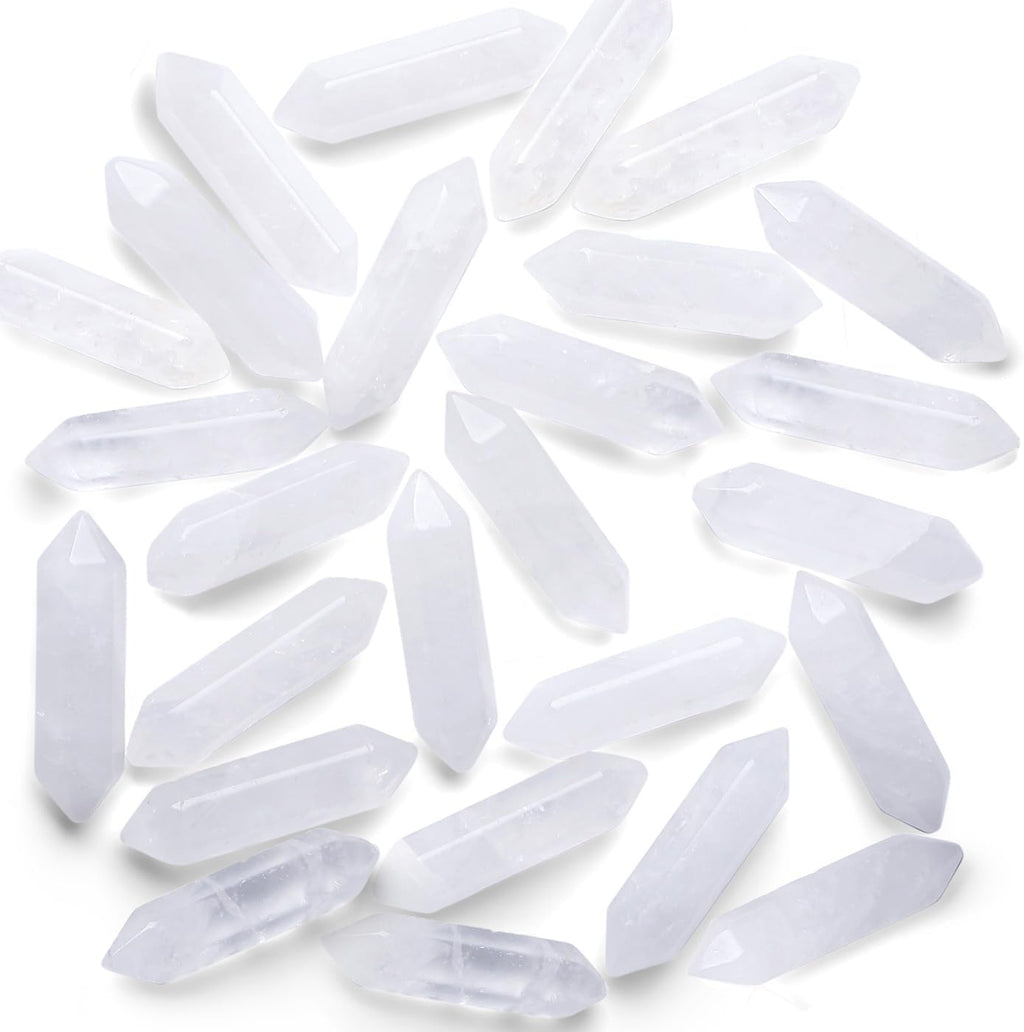 10 PCS Clear Quartz Healing Crystals Wands Polished Tumbled Stones Bulk Natural Hexagonal Pointed Reiki Energy Balancing Meditation Therapy Chakra Wand Set Christmas Gift Stocking Stuffers