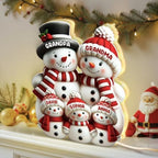 3D Effect Cute Snowman - Personalized Light Box - Christmas Decor For Family, Grandma, Grandpa - Christmas Gift Boxes Light Box with Names, Cozy Christmass Vibe Home Decoration, Grandma Gift