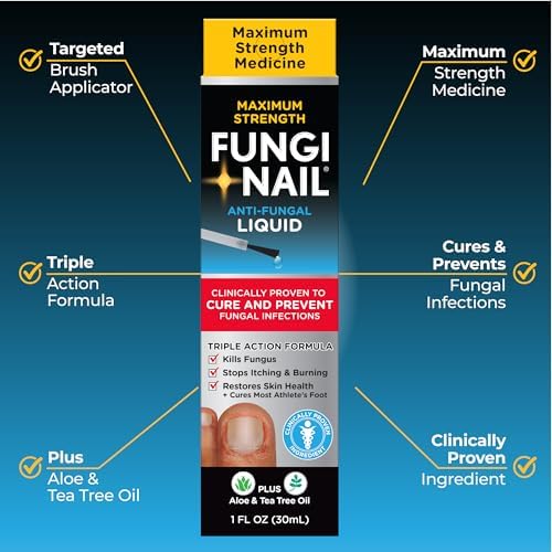 Fungi-Nail Anti-Fungal Liquid Solution, 1 Fl Oz (Pack of 1), Kills Fungus, Athletes Foot Treatment, Toe Nail Fungus Treatments w/Tolnaftate, Clinically Proven to Cure and Prevent Fungal Infection