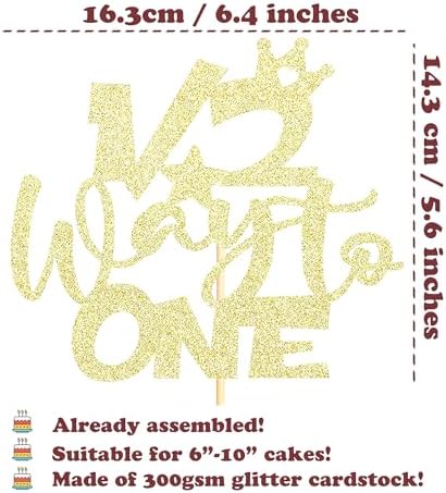 Sotpot 1 Pack Half Way To One Cake Topper Gold Glitter 1/2 Half Birthday Cake Decoration for Baby Half Year Old Birthday Party Gender Reveal Party Supplies