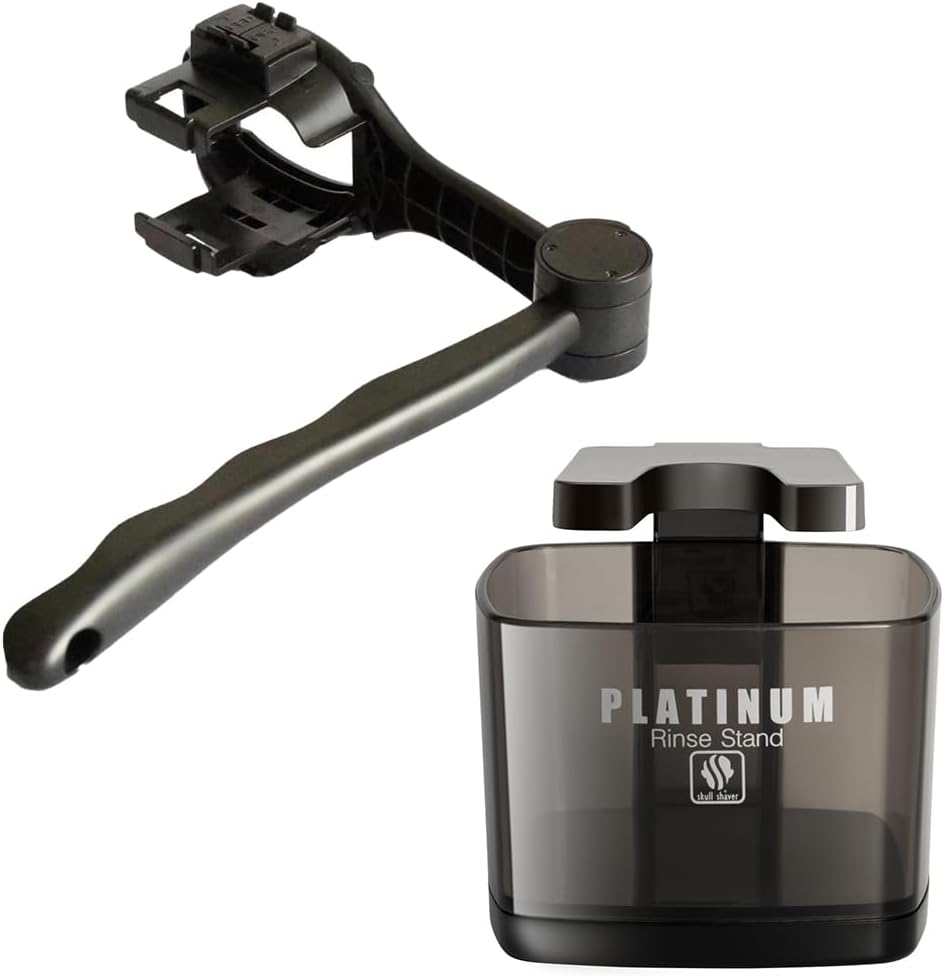 Skull Shaver Platinum Rinse Stand and Back Shaver Handle Bundle, Best Gifting Combo