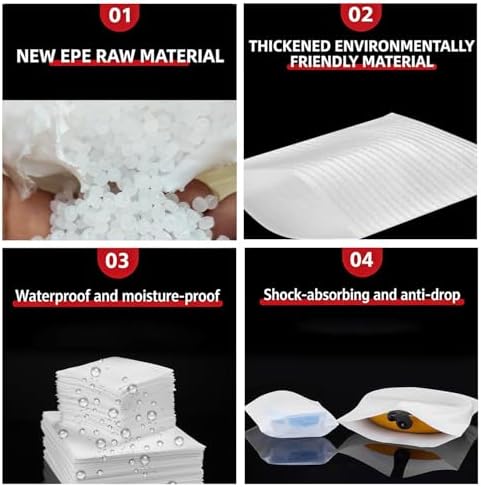 LAFULER 100 Pack 10x12 Inch CushionFoam Pouh Protecting For Packing, 0.03In(0.8mm) Thickness Moving Foam Wrap Pouches, Packing Supplies for Storage and Shipping, Protect mug, Cup, Glasses,and Dishes
