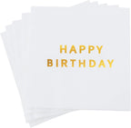 Vuzvuv 52 Pack Gold Foil Happy Birthday Cocktail Napkins - Birthday Party Dinner Hand Napkin for Party Supplies Decorations Table Decor for women man(5" Folded 3 Ply-Gold White)